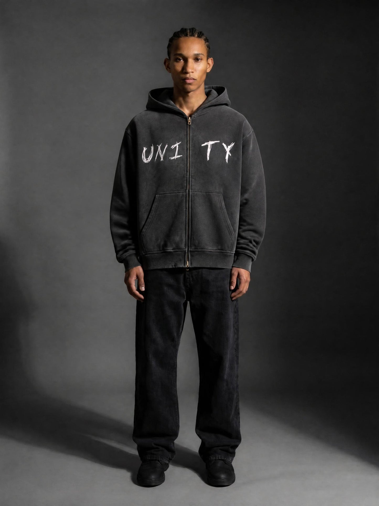 Sunfade Two-way Zipper Boxy Fleece Hoodie