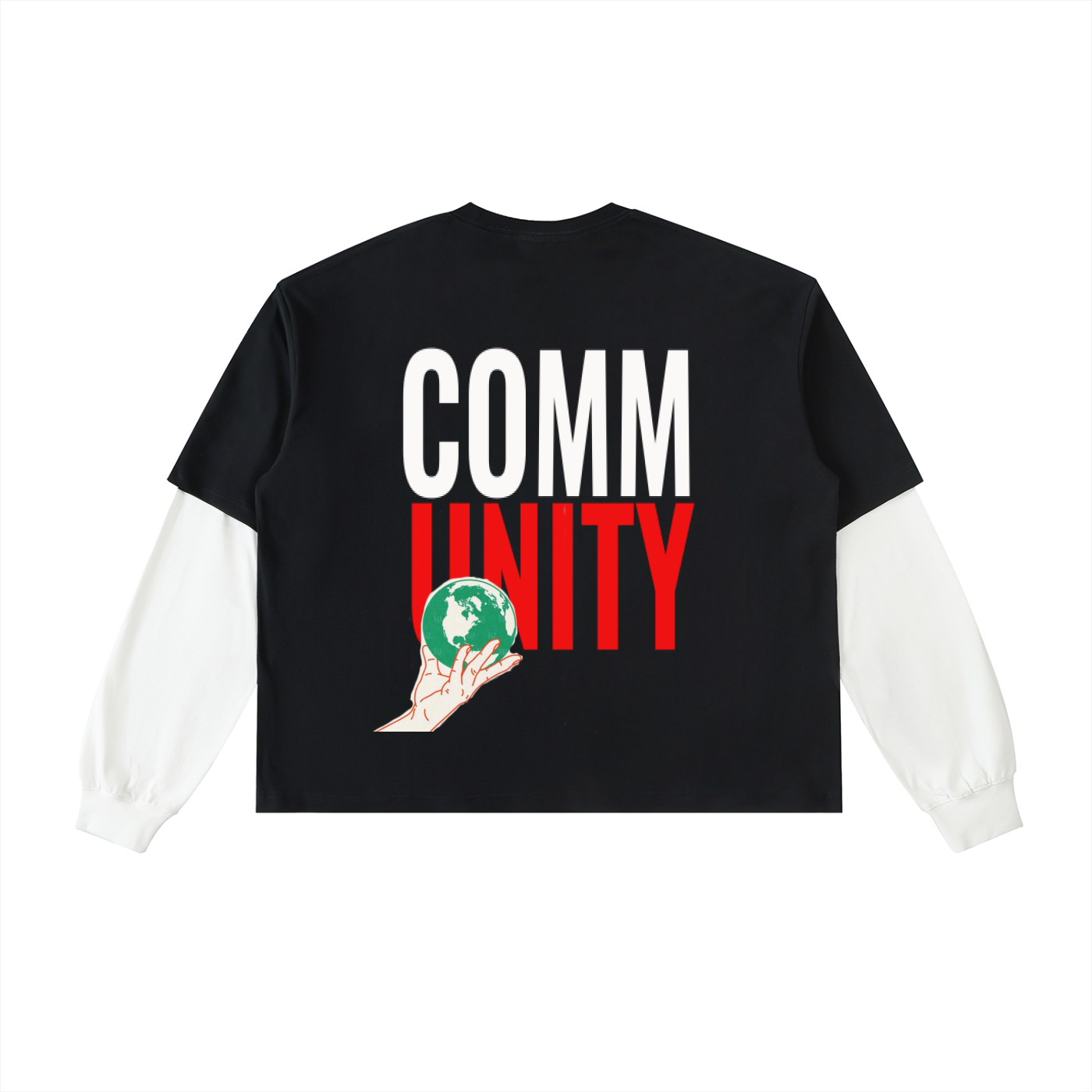 Layered Contrast Sleeve Cotton T-Shirt