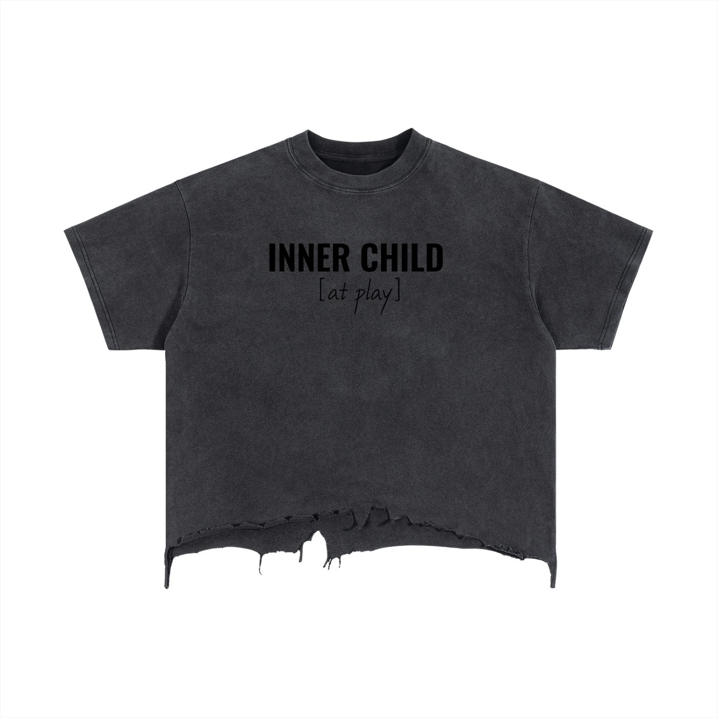 Vintage Wash Boxy Distressed Hem T-Shirt