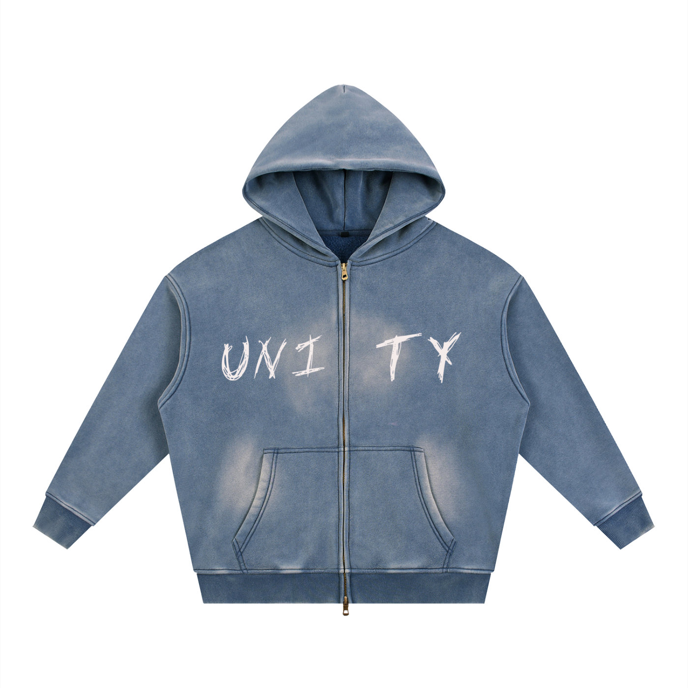 Sunfade Two-way Zipper Boxy Fleece Hoodie