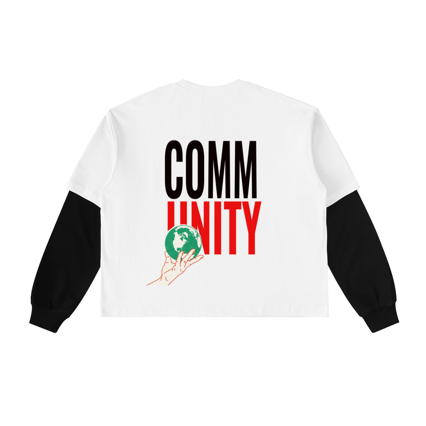 Layered Contrast Sleeve Cotton T-Shirt