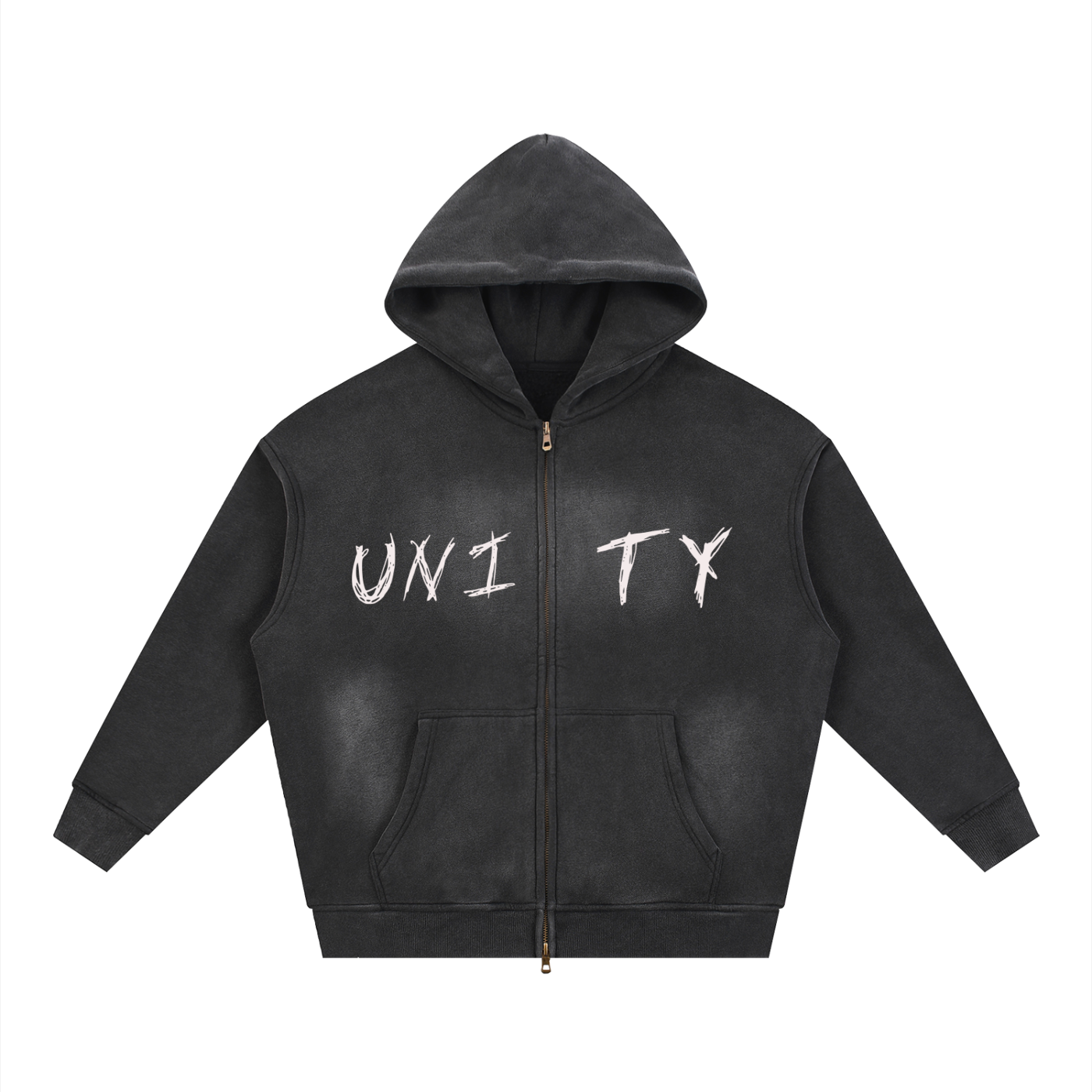 Sunfade Two-way Zipper Boxy Fleece Hoodie