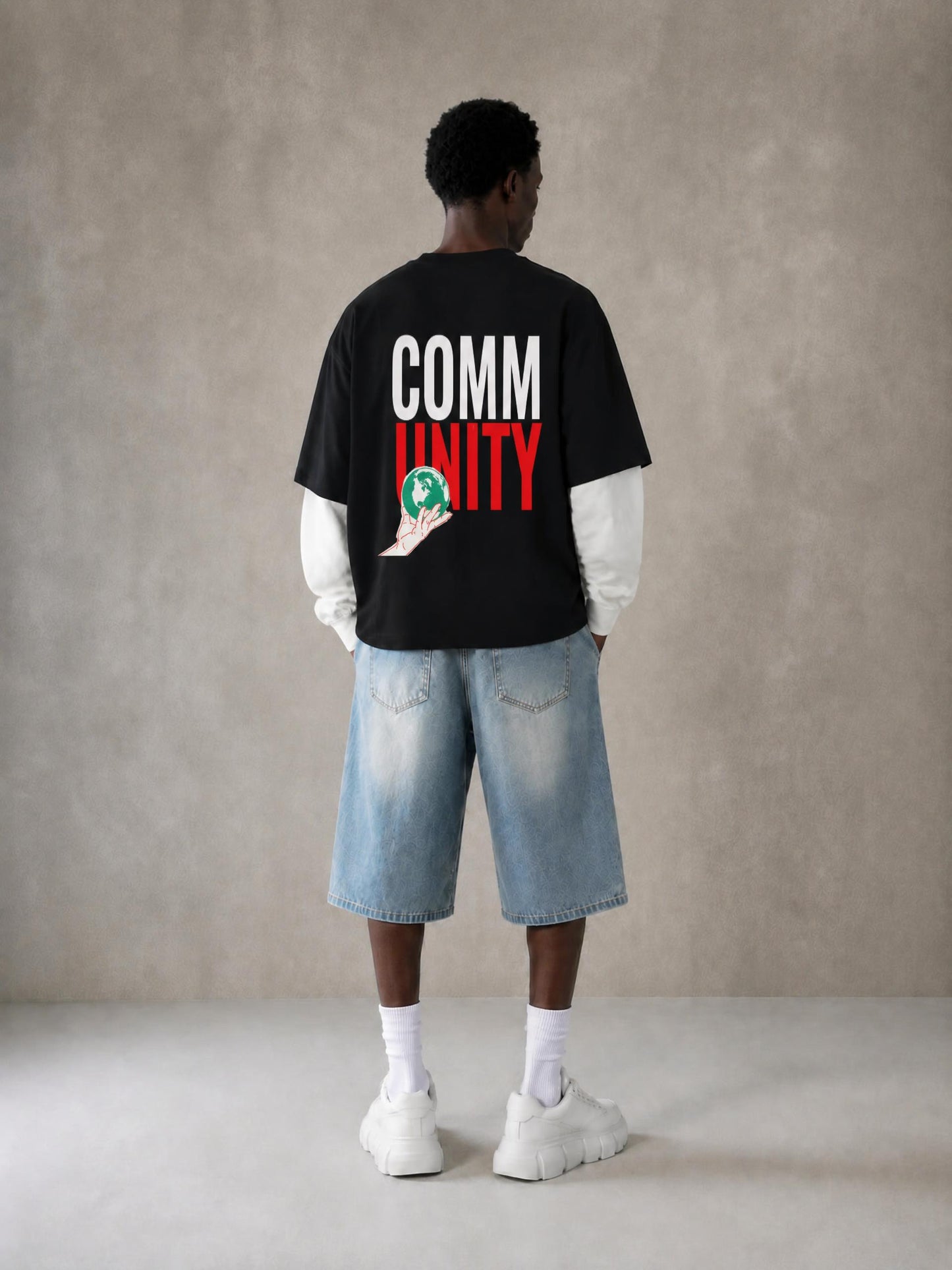 Layered Contrast Sleeve Cotton T-Shirt